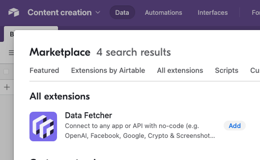 Add Data Fetcher to Airtable